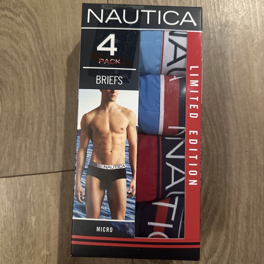 Nautica Limited Edition Micro Briefs 4 Pack • Blue Red • Men's XL (40-42)